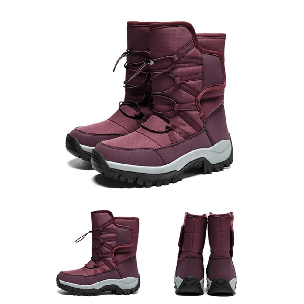 Mens Waterproof Plush Lined Winter Hiking Boots Outdoor Non Slip Snow Safety Boots 6