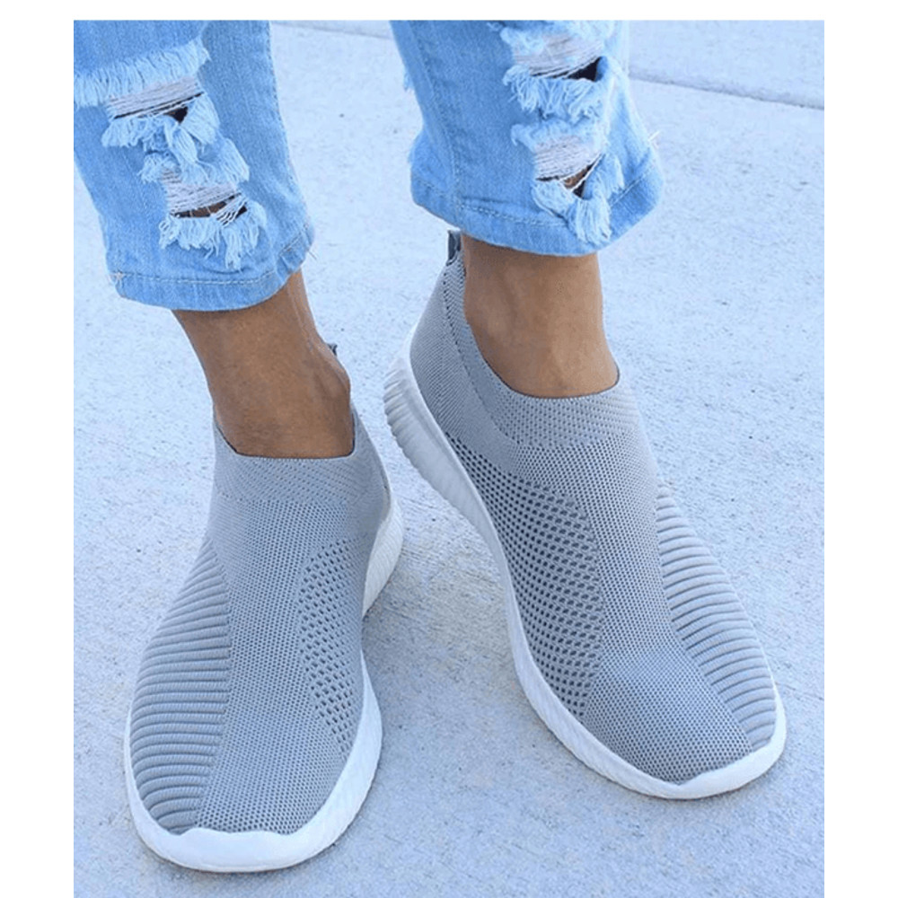 Womens Slip On Breathable White Casual Sneakers Comfort Lightweight Vulcanized Shoes 5