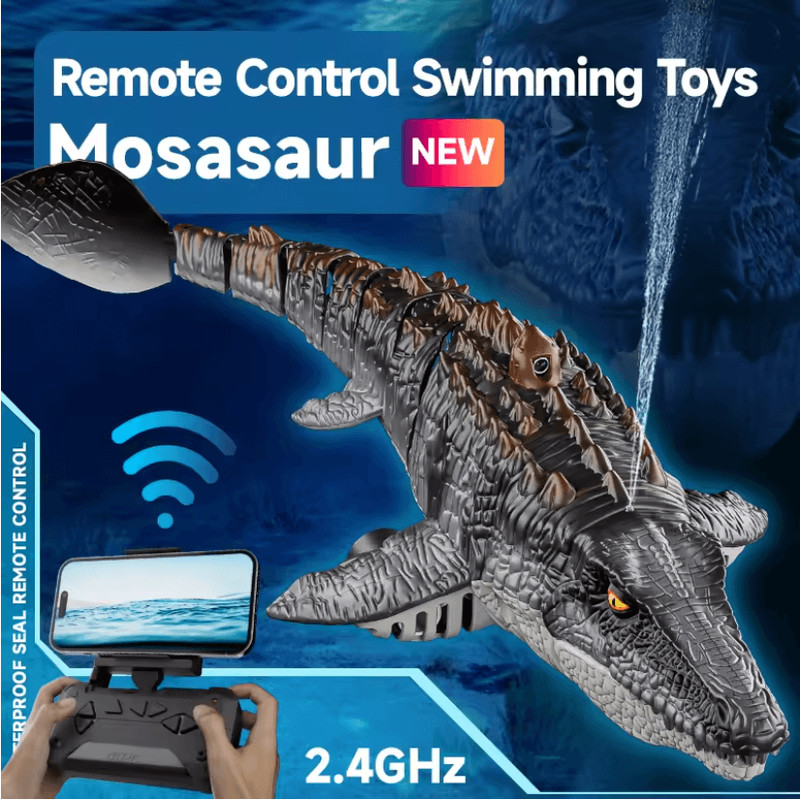 Aqua Mosasaurus RC Spray Water Dino Boat 0
