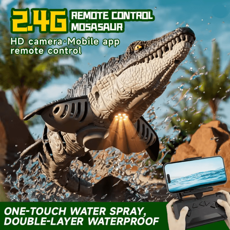 Aqua Mosasaurus RC Spray Water Dino Boat 2