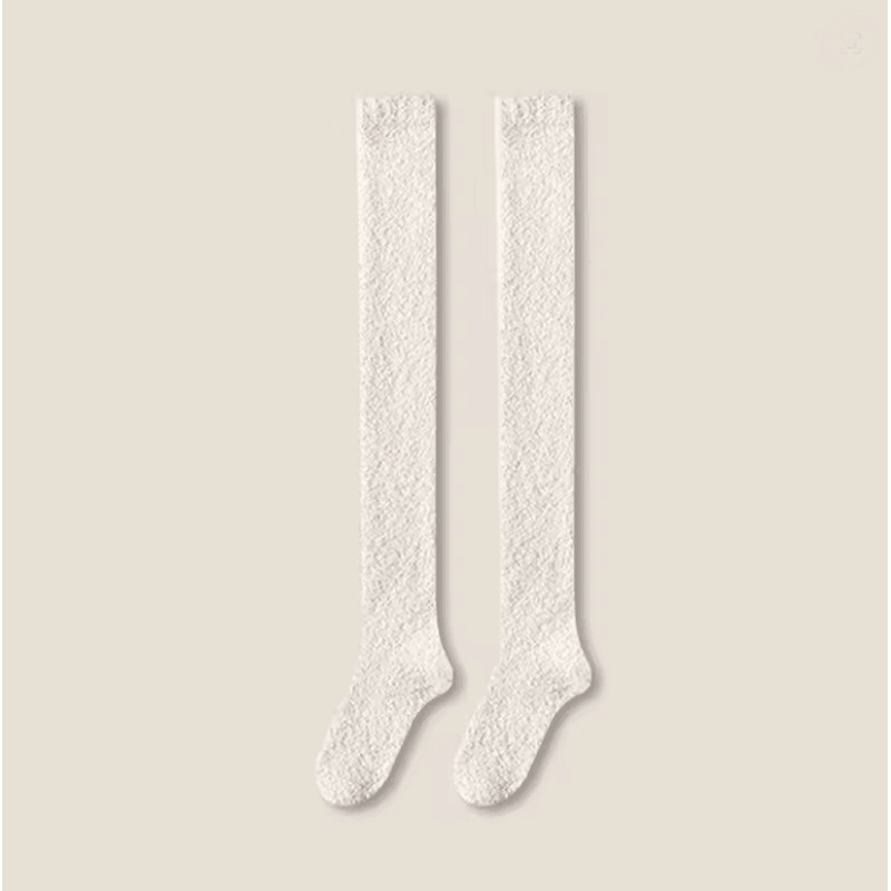 CozyFleece Thigh High Coral Fleece Socks For Women 7