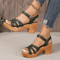 Braided Chunky High Heel Sandals For Women Summer Platform Vacation Shoes 1