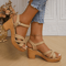 Braided Chunky High Heel Sandals For Women Summer Platform Vacation Shoes 4