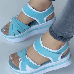 colorblock wedge platform sandals for women summer open toe block heel shoes