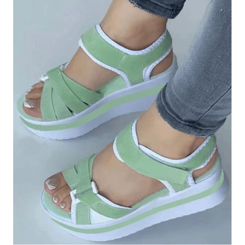 Colorblock Wedge Platform Sandals For Women Summer Open Toe Block Heel Shoes 2
