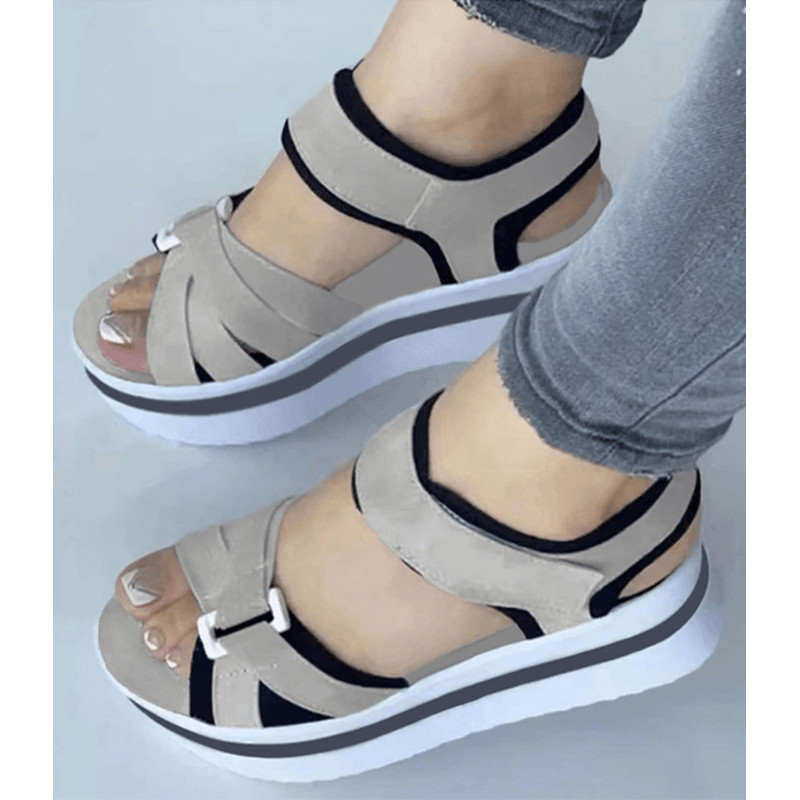 Colorblock Wedge Platform Sandals For Women Summer Open Toe Block Heel Shoes 3
