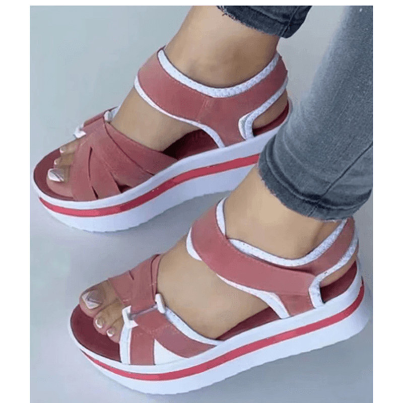 Colorblock Wedge Platform Sandals For Women Summer Open Toe Block Heel Shoes 4