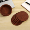 Elegant Wood Grain Leather Drink Coasters Set 6 Piece Insulated Non Stick Cup Placemats 1