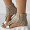 Elegant Gold Knitted Elastic Flat Sandals Braided Mesh Slip On For Women 4