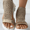 Elegant Gold Knitted Elastic Flat Sandals Braided Mesh Slip On For Women 5