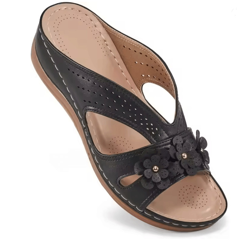 Plus Size Floral Wedge Platform Sandals Non Slip Comfortable Beach Slippers 1