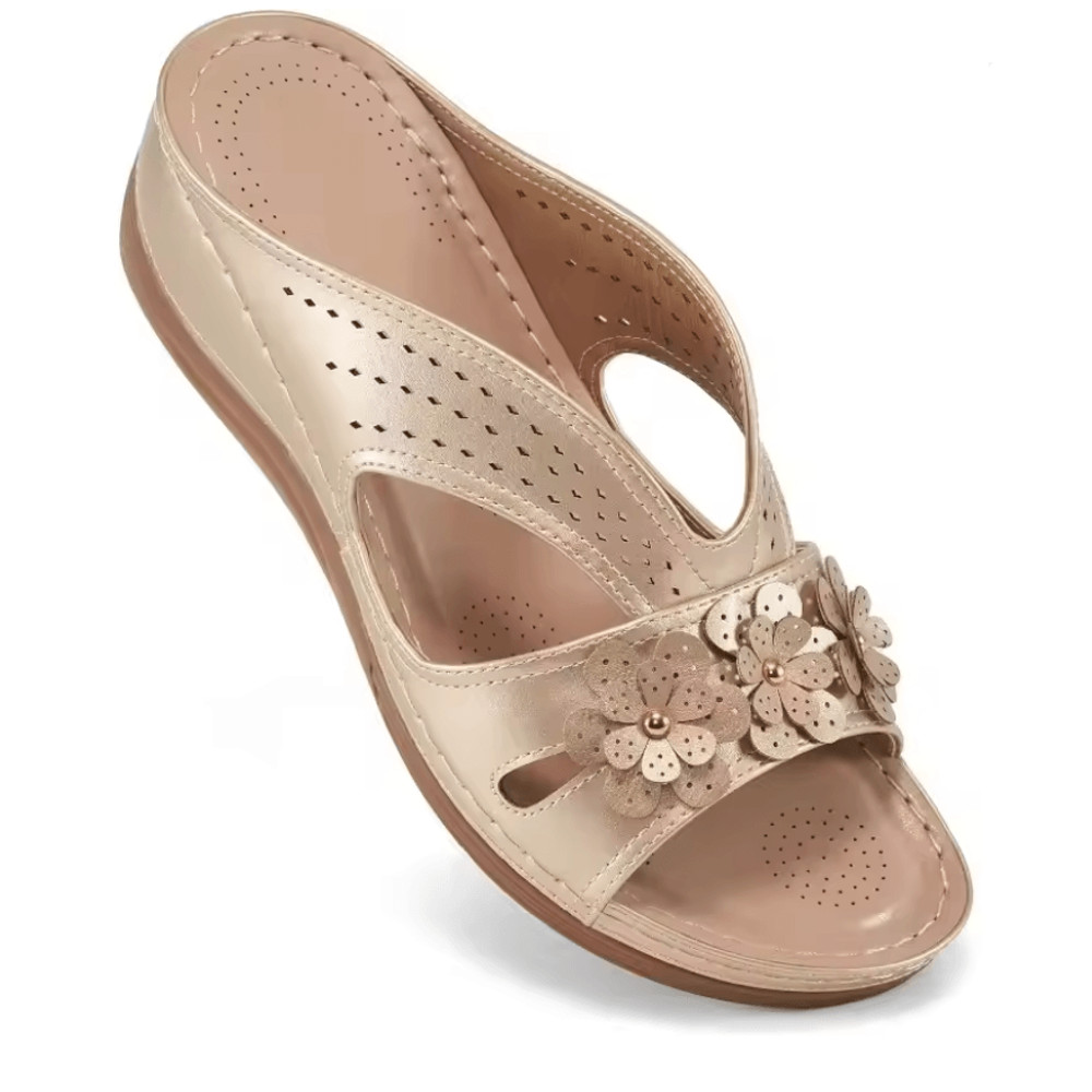 Plus Size Floral Wedge Platform Sandals Non Slip Comfortable Beach Slippers 4