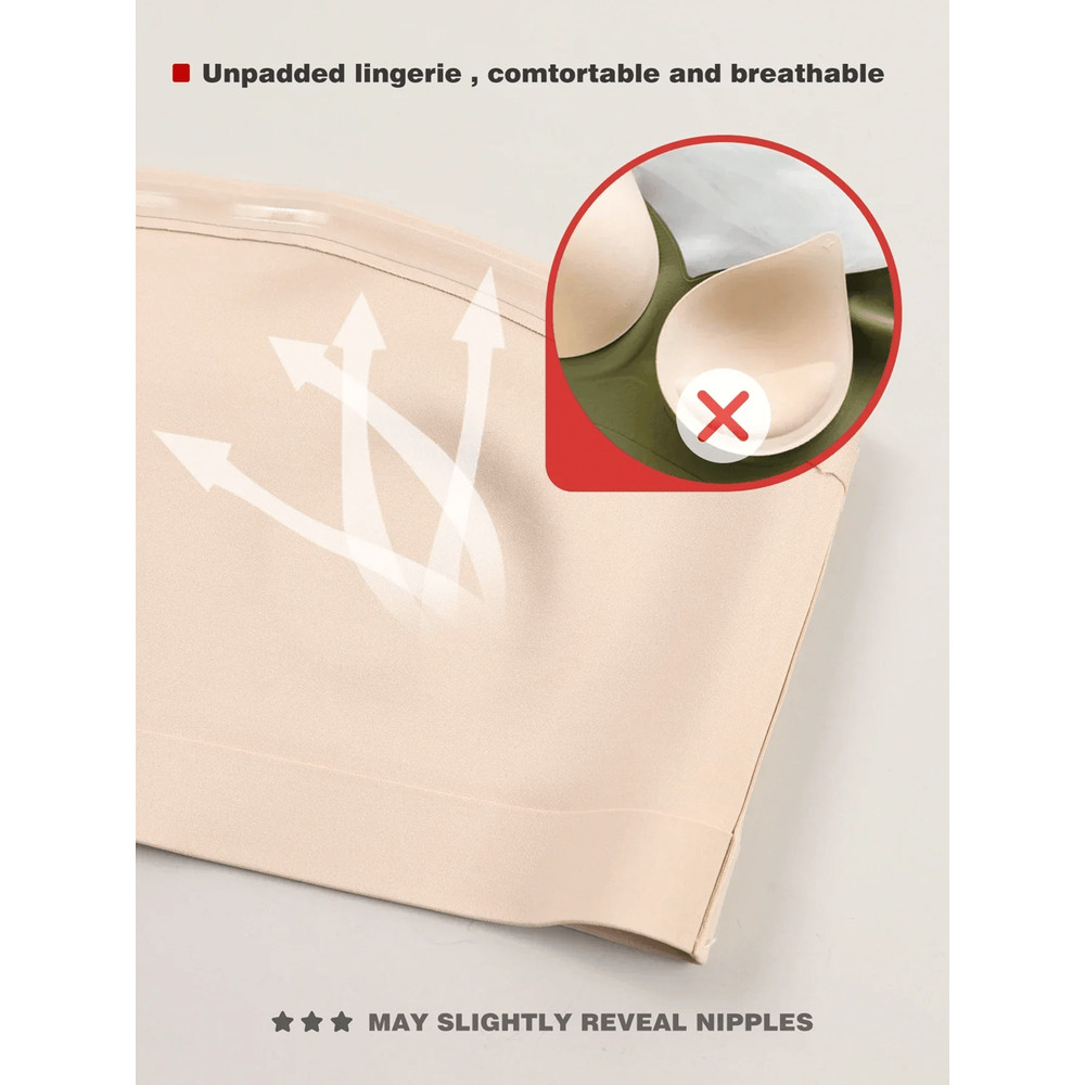 Comfortable Strapless Seamless Front Button Bra No Padding Wireless 4