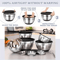 KitchenGuard 8 Piece Stainless Steel Mixing Bowl Set With Airtight Lids And Non Slip Base 4