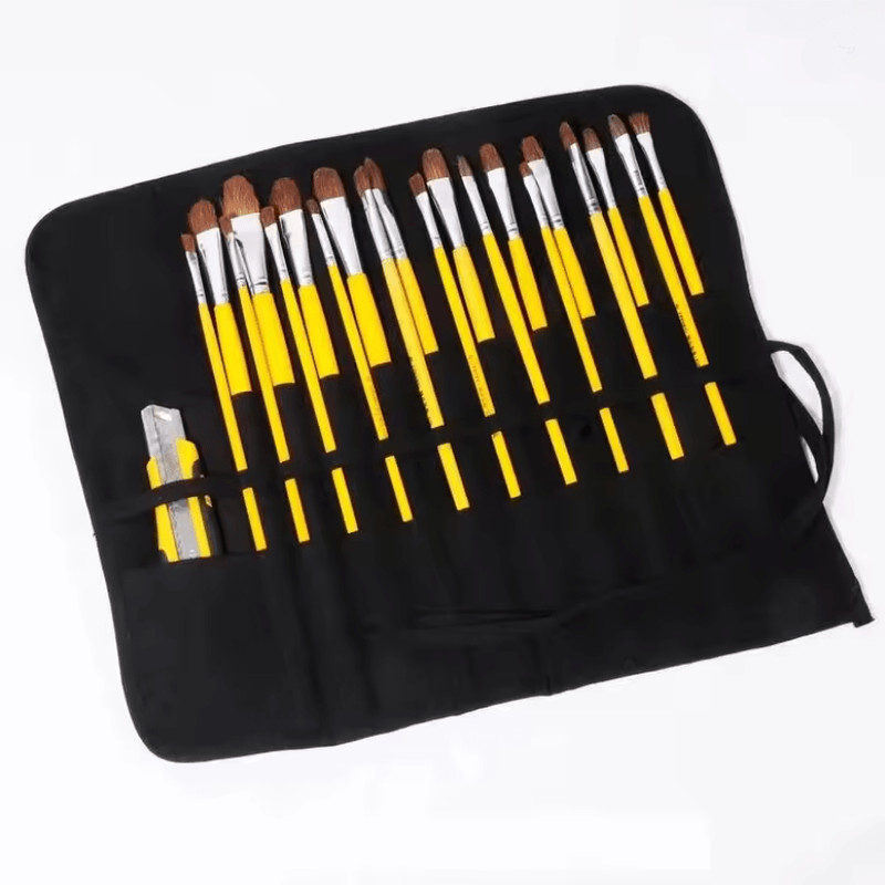 ArtRoll Canvas Brush Storage Bag 22 Slot Roll Up Brush Case 4
