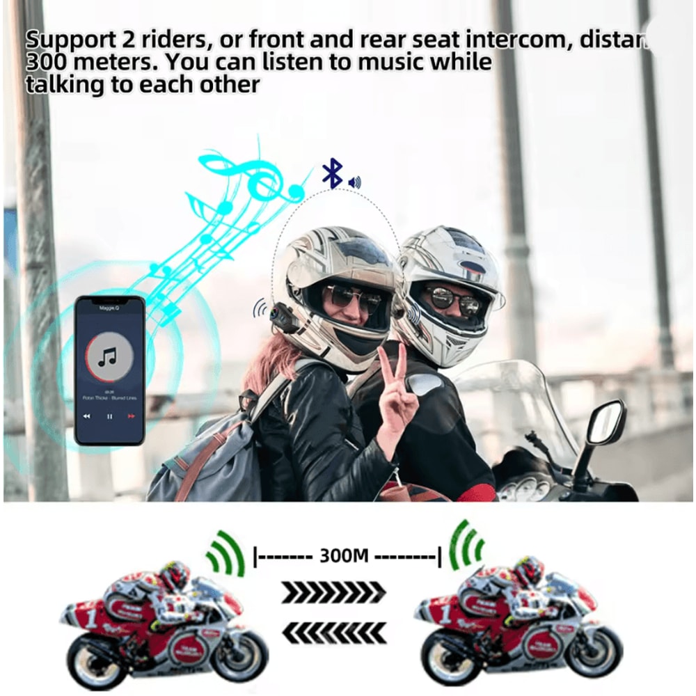 RideTalk BT 53 Motorcycle Intercom Headset For 2 Riders With Music Sharing 1