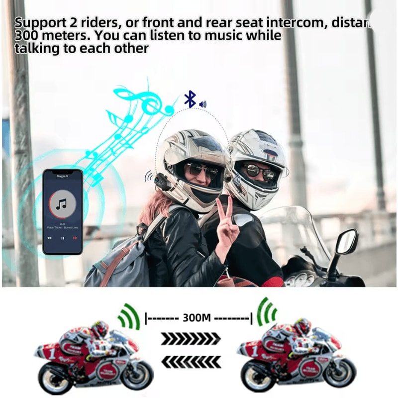 RideTalk BT 53 Motorcycle Intercom Headset For 2 Riders With Music Sharing 1