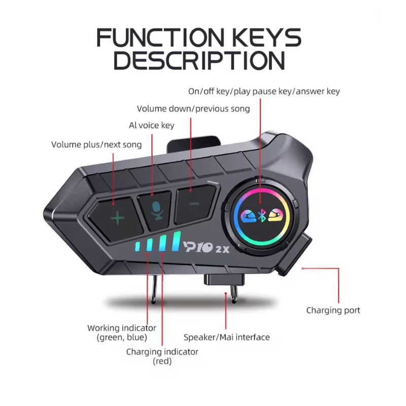 RideTalk BT 53 Motorcycle Intercom Headset For 2 Riders With Music Sharing 2