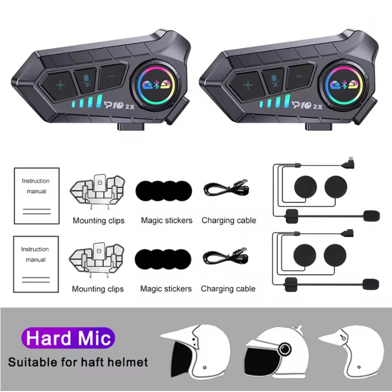 RideTalk BT 53 Motorcycle Intercom Headset For 2 Riders With Music Sharing 5