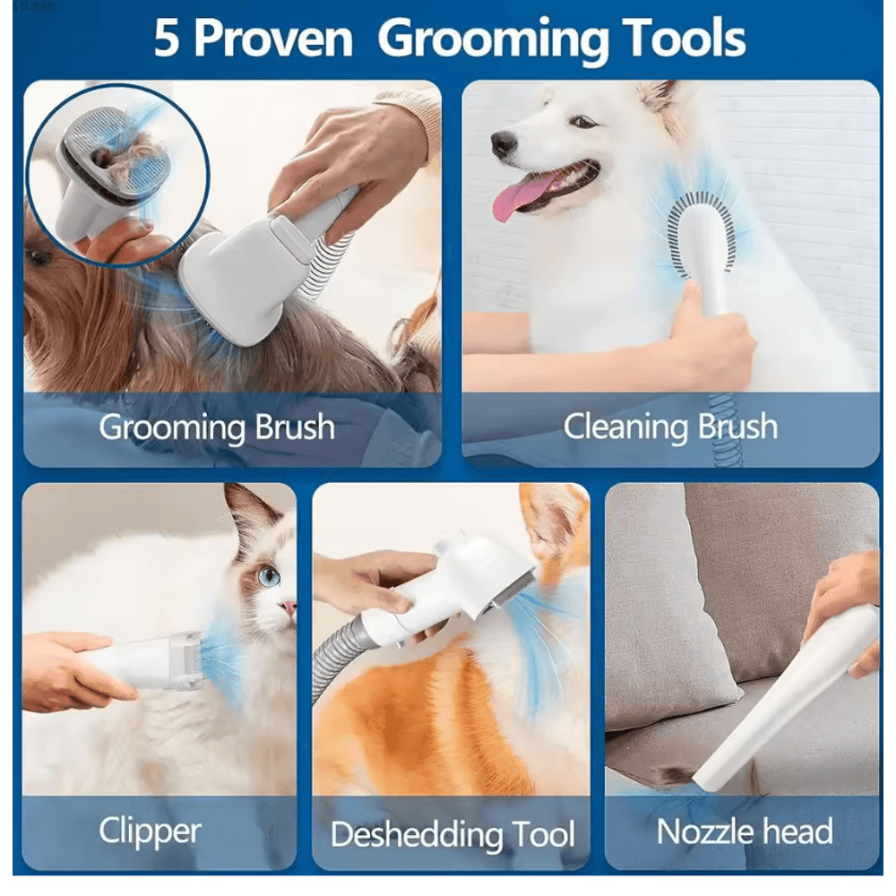 PawsClean 23L Pet Grooming Vacuum Kit With Clippers And Brushes 3