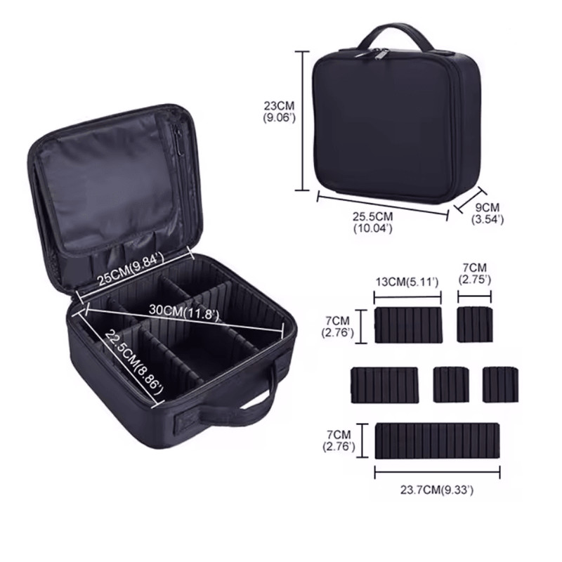 EmbroiLuxe Waterproof Embroidered Makeup Bag Large Capacity Travel Cosmetic Case 2