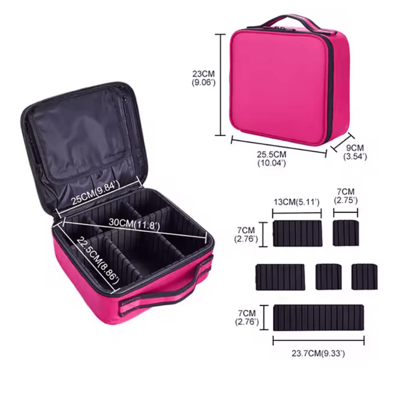 EmbroiLuxe Waterproof Embroidered Makeup Bag Large Capacity Travel Cosmetic Case 4