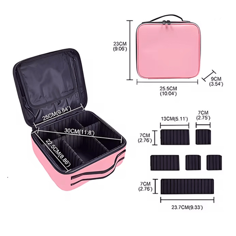 EmbroiLuxe Waterproof Embroidered Makeup Bag Large Capacity Travel Cosmetic Case 5