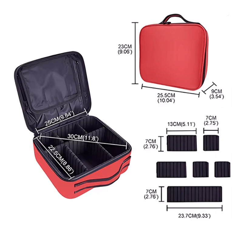 EmbroiLuxe Waterproof Embroidered Makeup Bag Large Capacity Travel Cosmetic Case 7