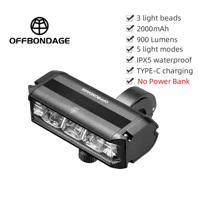 OFFBONDAGE Ultra Bright USB Rechargeable Bicycle Light Waterproof Front Bike Lamp 3