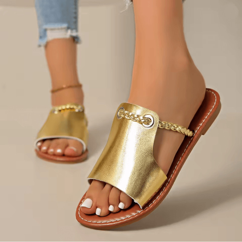 Elegant Square Toe Cross Strap Flat Sandals 9