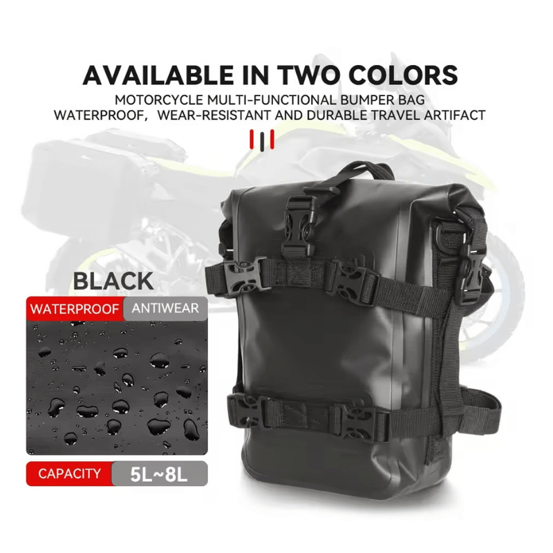 Waterproof Motorcycle Saddle Tool Bag For Crash Bar Side Mount 8L 2
