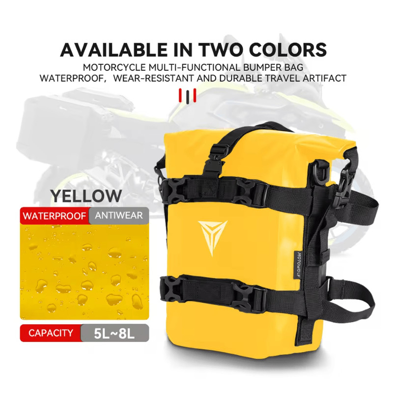 Waterproof Motorcycle Saddle Tool Bag For Crash Bar Side Mount 8L 5