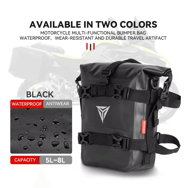 Waterproof Motorcycle Saddle Tool Bag For Crash Bar Side Mount 8L 8