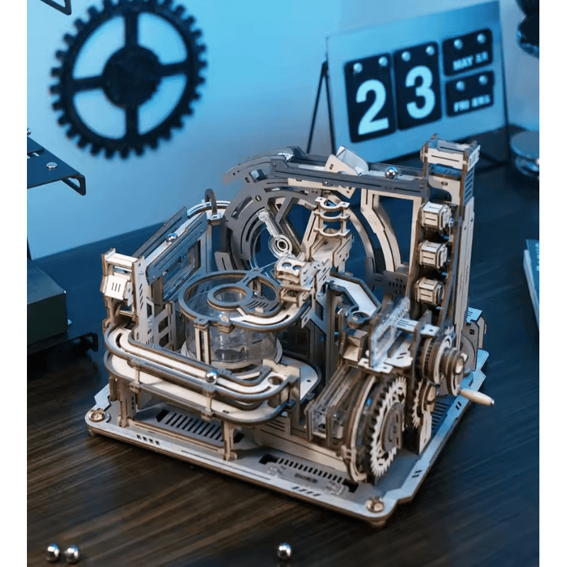 ROKR Marble Spaceport Electric Wooden Marble Run 3D Puzzle Kit 0