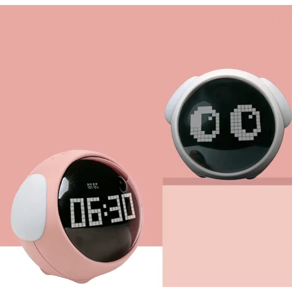 Child Expression Alarm Clock With Voice Controlled Night Light And Thermometer 0