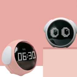 child expression alarm clock with voice controlled night light and thermometer