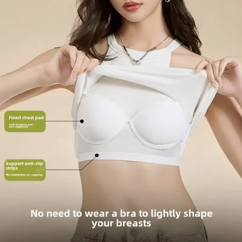 HalterFit Built In Bra Camisole Slim Fit Breathable Halter Top 1