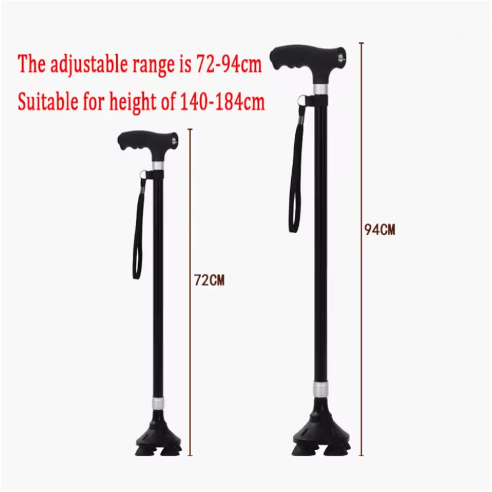 Adjustable Retractable Aluminum Walking Cane With LED Light 3