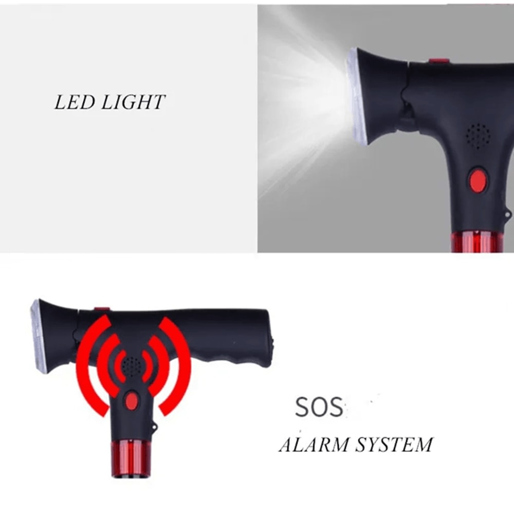 Adjustable Collapsible Cane With LED Light And Alarm 4