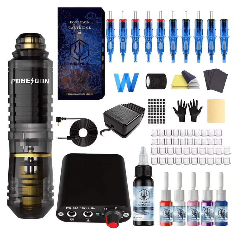 Poseidon Wireless Tattoo Pen Kit Professional Rotary Tattoo Machine Kit 2