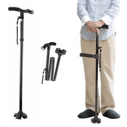 collapsible led walking cane with antislip base