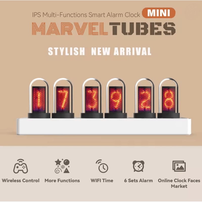 TimeGlow WiFi Nixie Tube Alarm Clock 0