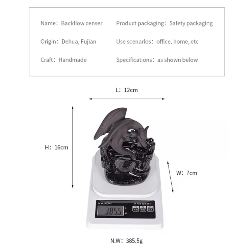 DragonMist Ceramic Backflow Incense Fountain 3