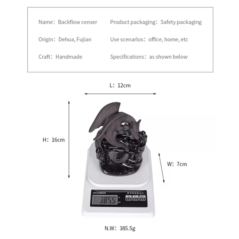 DragonMist Ceramic Backflow Incense Fountain 3