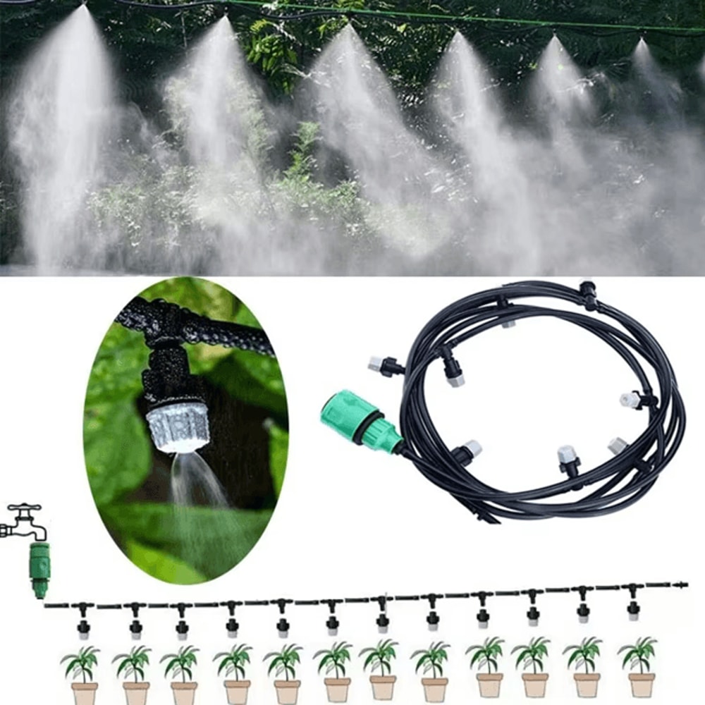 10m Misting Irrigation System Garden Cooling Mist Fogging Nozzle Kit 1