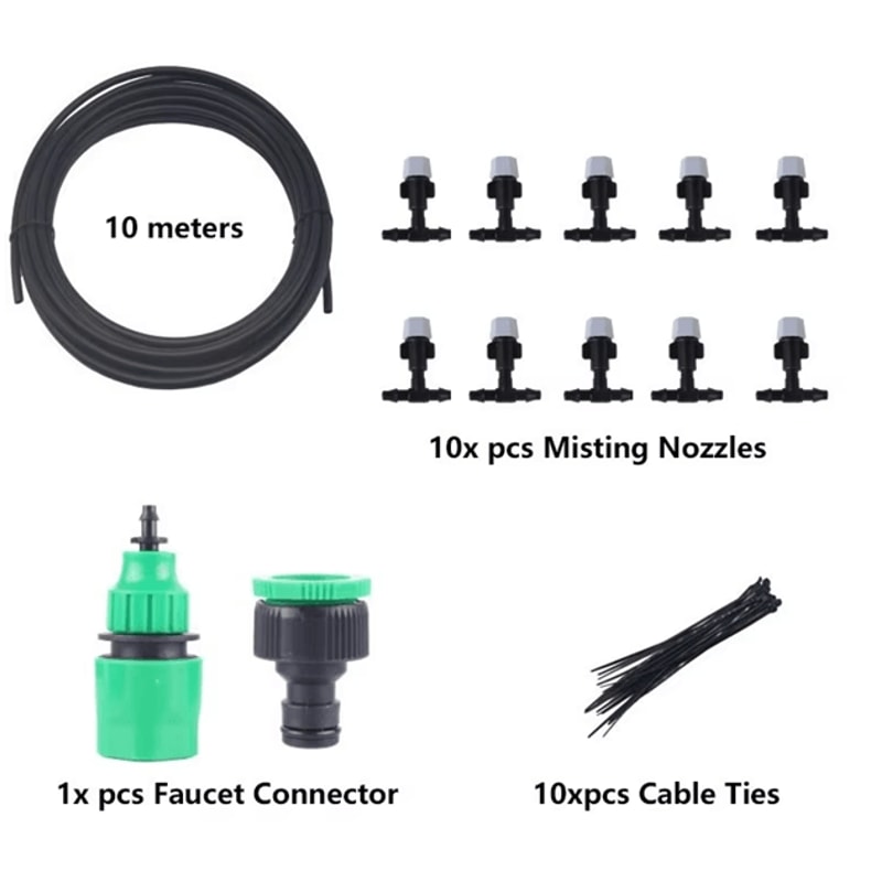10m Misting Irrigation System Garden Cooling Mist Fogging Nozzle Kit 3