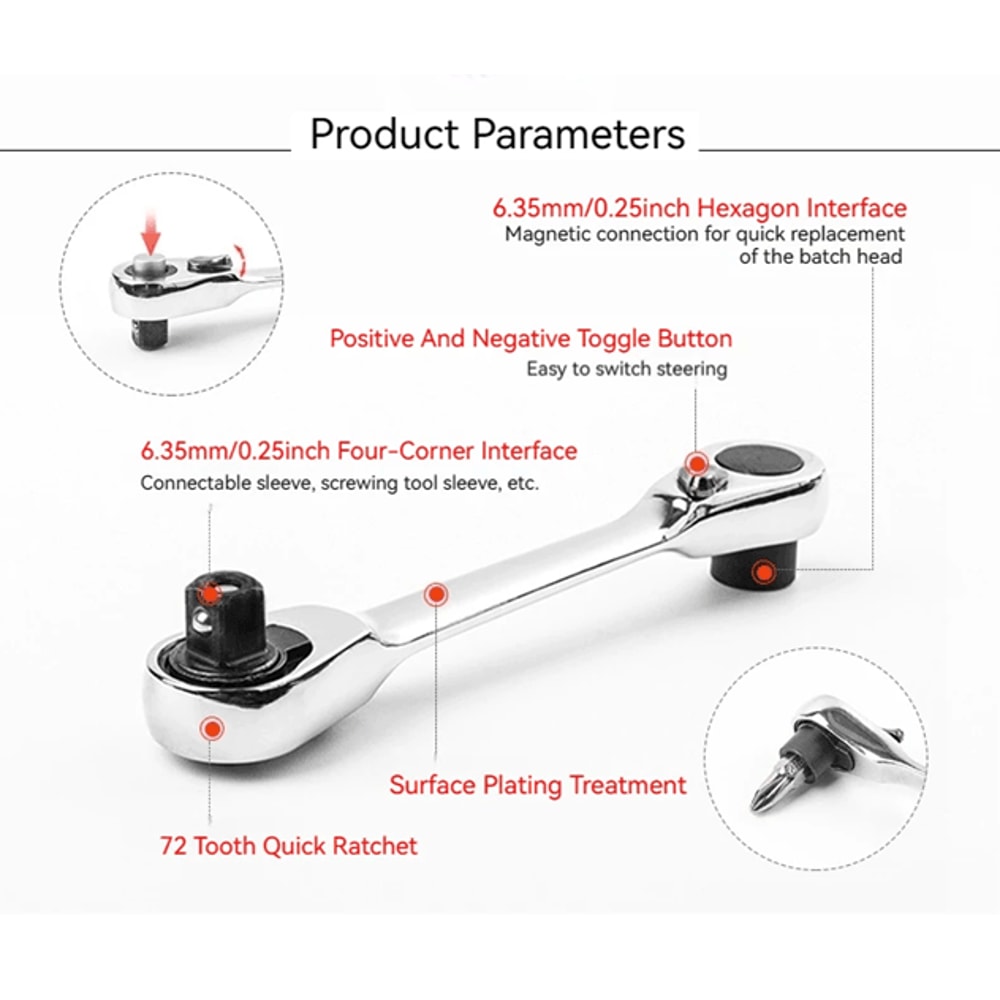 Compact 2in1 Ratchet Wrench And Screwdriver Bit Set 2