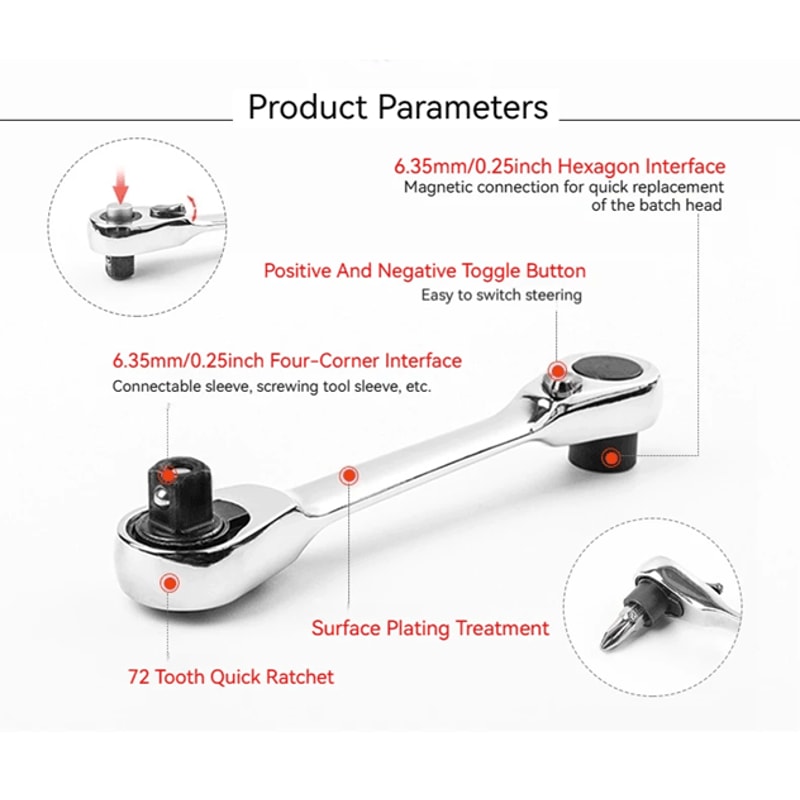 Compact 2in1 Ratchet Wrench And Screwdriver Bit Set 2