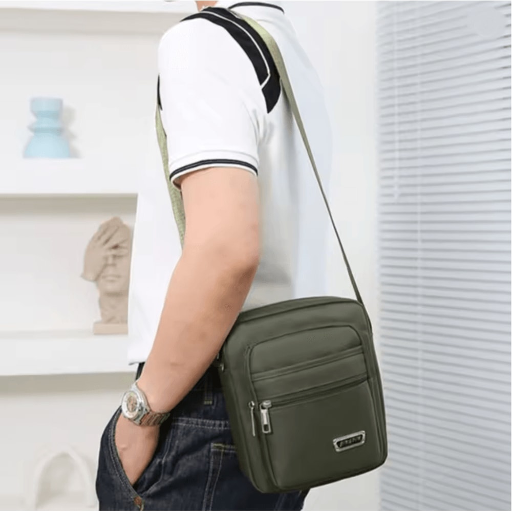 Travel Ready Nylon Crossbody Satchel For Men 0