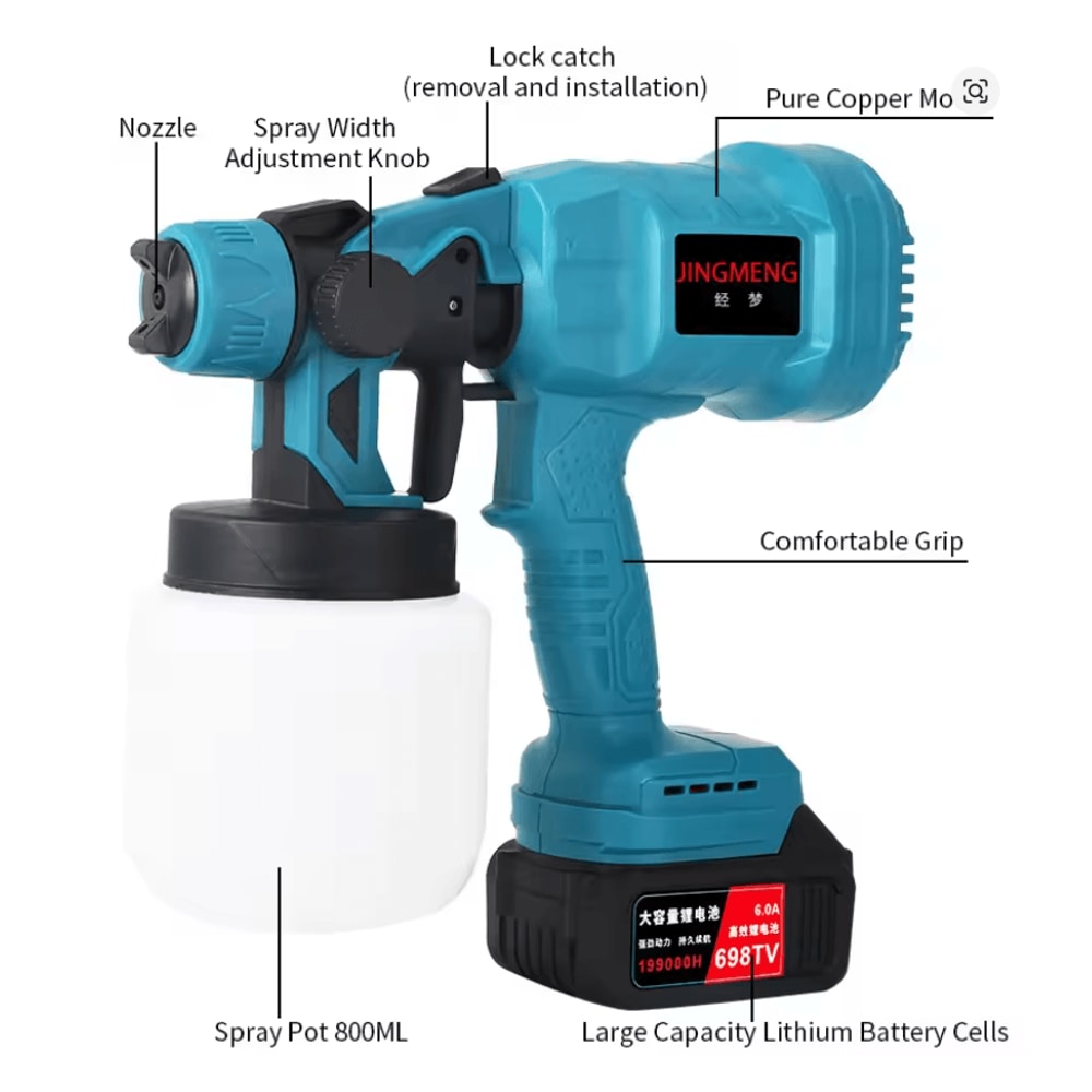 Cordless Electric Spray Gun 800ml For Home And Auto Projects 1